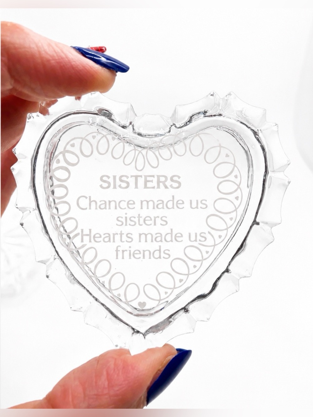 Artmark Lead Crystal Sisters Heart Trinket Dish Made in Germany Vintage